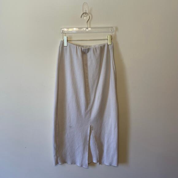 Zara M midi pencil skirt Kim Kardashian vibes minimalist classic neutral white - Picture 5 of 7